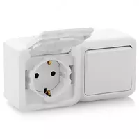 Выключатель+розетка 2К+З шт IP44 БЕЛЫЙ - 130 400 сум