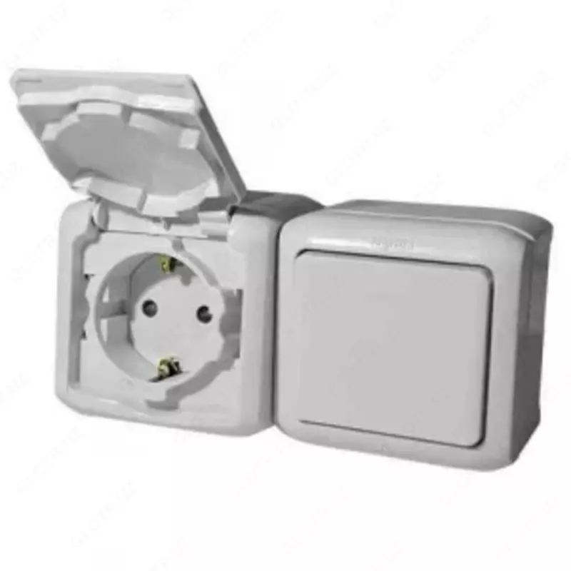 Kommutator+rozetka 2K+Z dona IP44 KUZI - 130 400 so'm