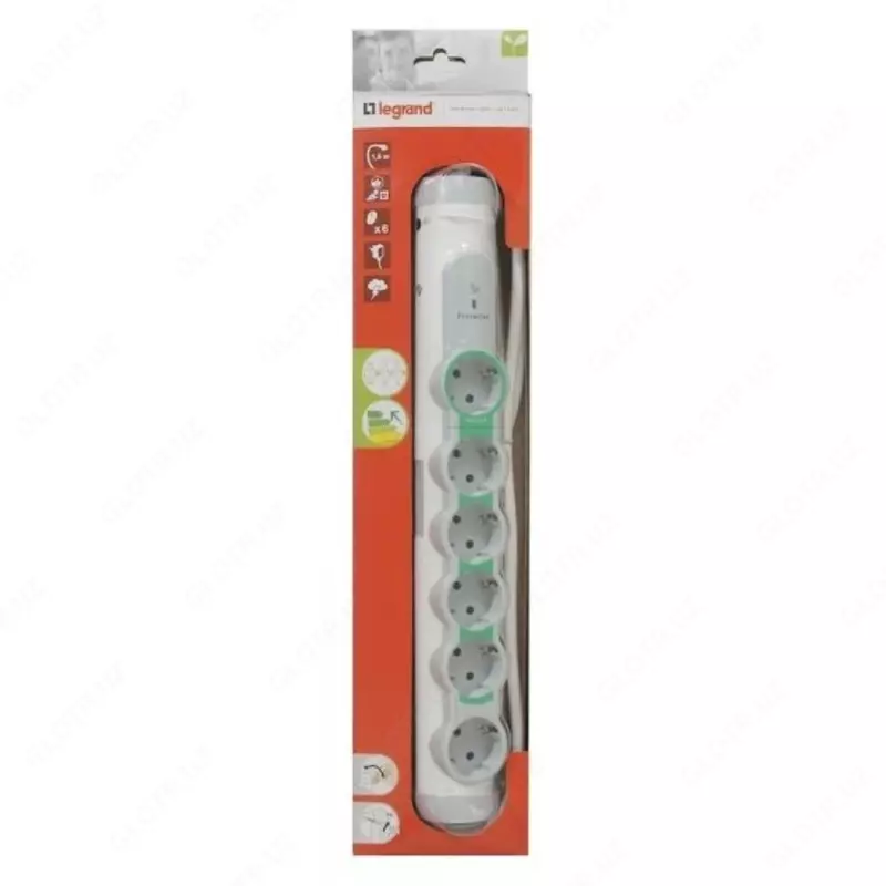  Многорозеточный блок Комфорт и безопасность с мастер розеткой - 5 силовых розеток + 1 Мастер розетка - бело-серый - 