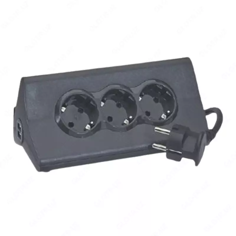 Многорозеточный блок с держателем планшета с 2хUSB зарядка  3 розетки - c кабелем длиной 1 5 м - черный