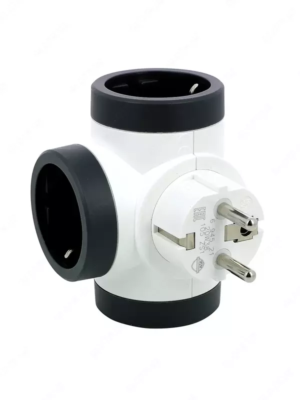  Контактный адаптер 3хShuko T-образный поворотный белый - 