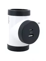  Контактный адаптер 2хShuko T-образный поворотный с USB А+С - 