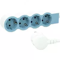 Удлинитель Legrand Стандарт 4х2К+3 розетки 16А с кабелем 1 5м белый/синий