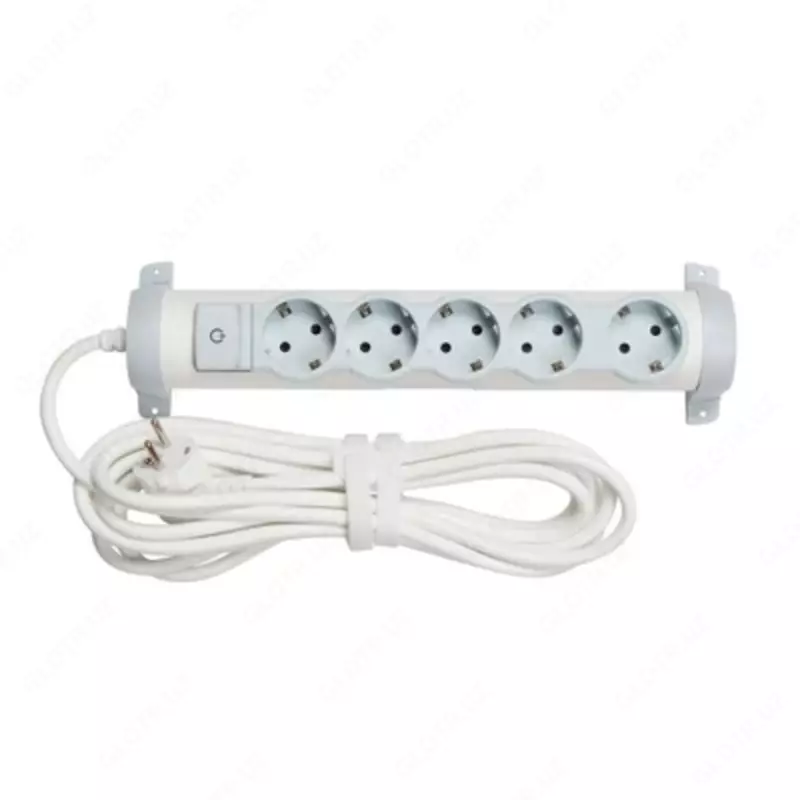 Удлинитель Legrand Стандарт 5х2К+3 розетки 16А с кабелем 1 5м белый/серый