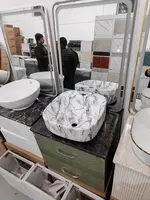  Умывальник на мраморе с подвесной тумбой и зеркалом GOLD BANYO. Азербайджан. 80см - 