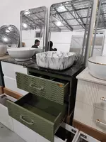   Умывальник на мраморе с подвесной тумбой и зеркалом GOLD BANYO. Азербайджан. 80см