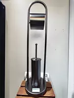 Ершик для унитаза с бумагодержателем. Мокрый асфальт. Латунный. Турция