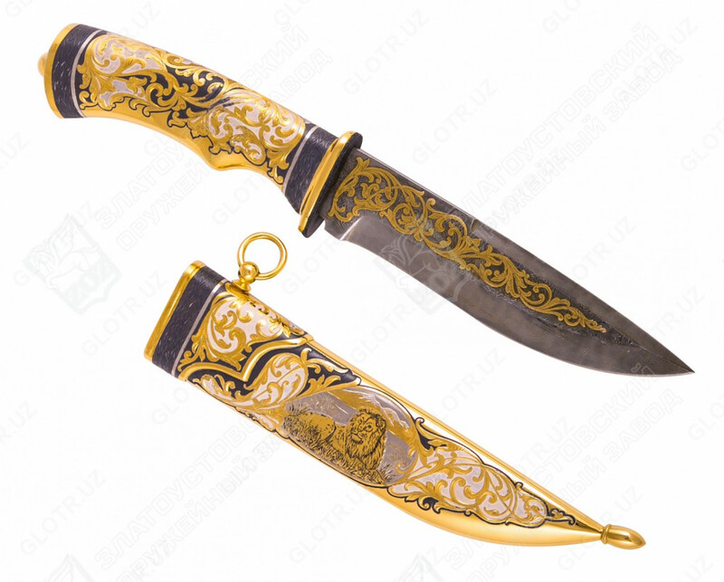 Нож сувенирный "Лев" (сталь дамасская)