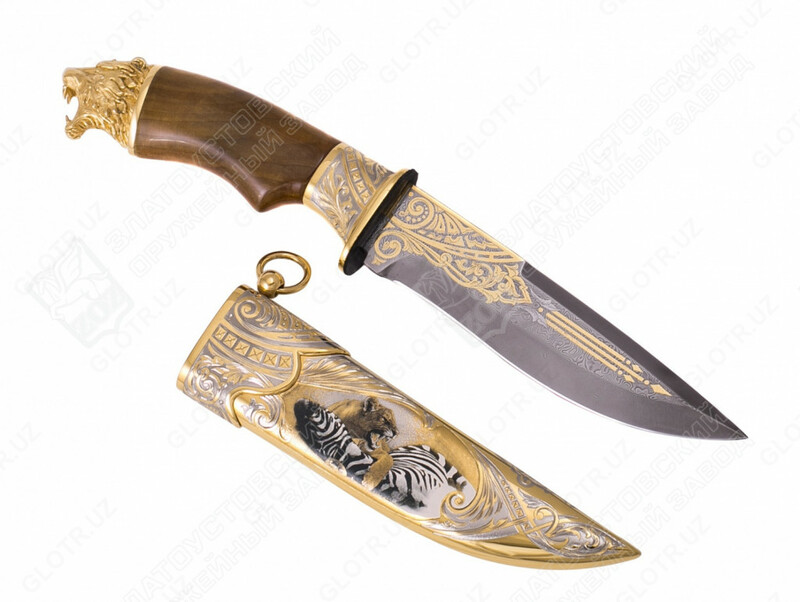 Нож сувенирный  "Львица" (сталь дамасская)