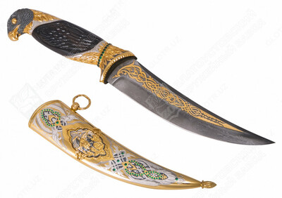 Эксклюзивный  сувенирный нож  "Царская охота" (сталь дамасская)