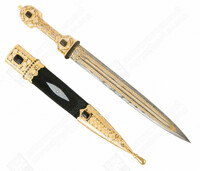 Кинжал кавказский  сувенирный "Властелин" (2 долы) (сталь дамасская