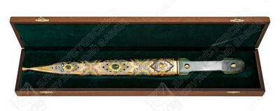 Кинжал кавказский сувенирный "Соколиная охота" (сталь дамасская) Только в розницу