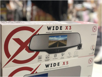 Зеркало с двухканальным видеорегистратором WIDE X3 - 395 000 сум / шт.
