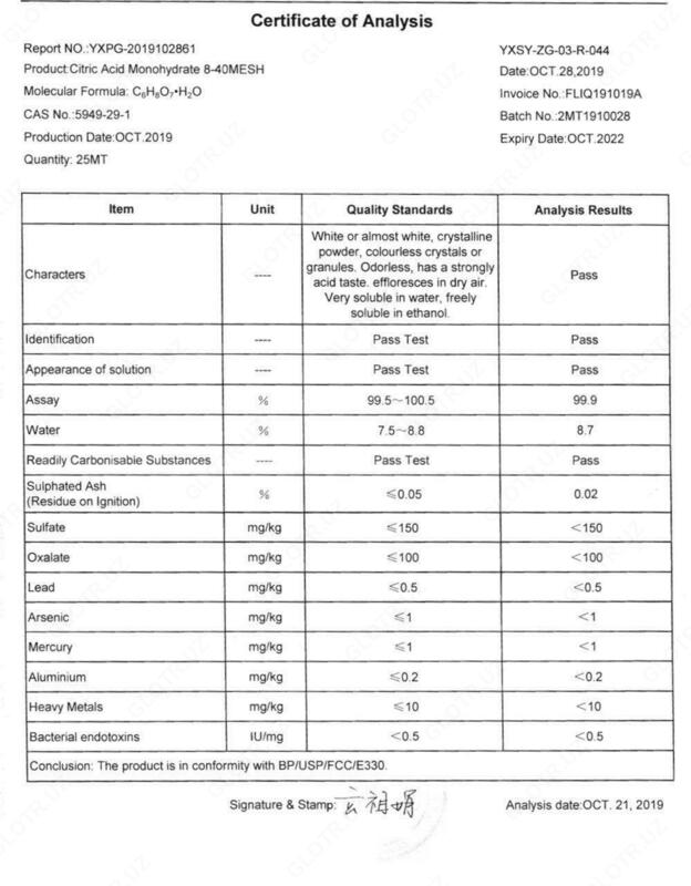 Ishlab chiqaruvchidan !!! Limon kislotasi monohidrat "ECOVER"