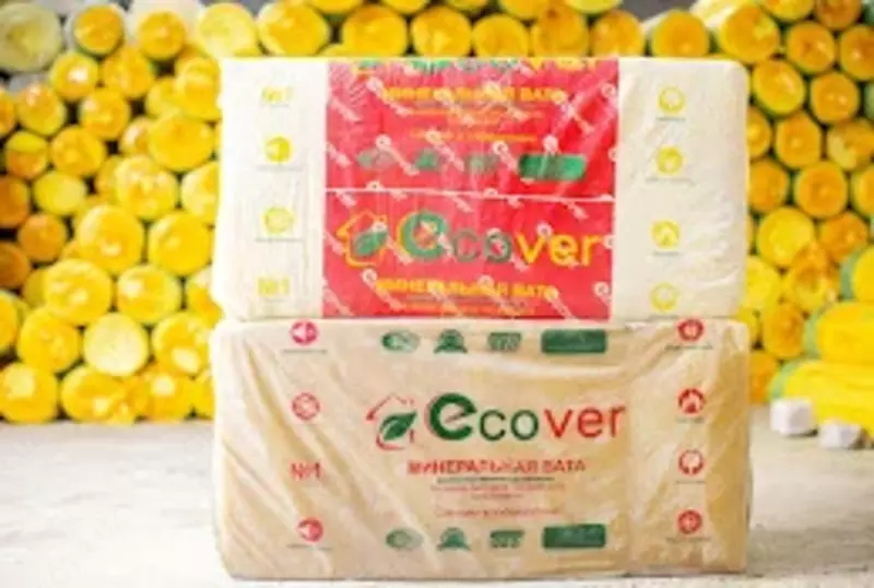МИНЕРАЛЬНАЯ ВАТА (стекловолокно+кварц) ECOVER в плитах пл. от 20 -120 гр/ м3