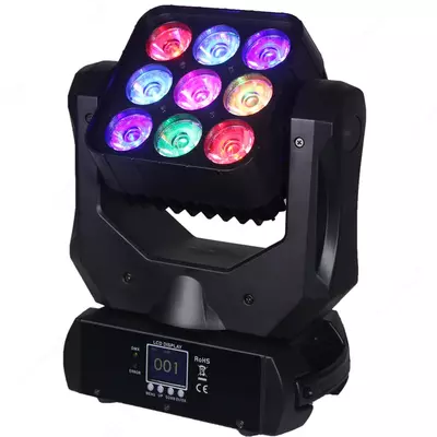 Professional harakatlanuvchi bosh 10 W 4 in 1, mini LED, matrisa 3x3
