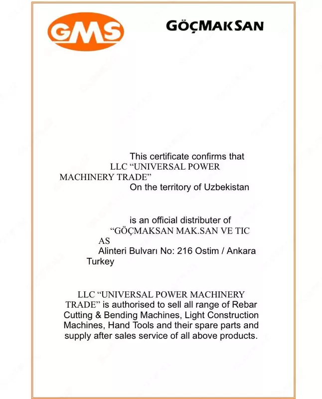 10 000 000 so'mdan GocMakSan kompaniyasining BS 60