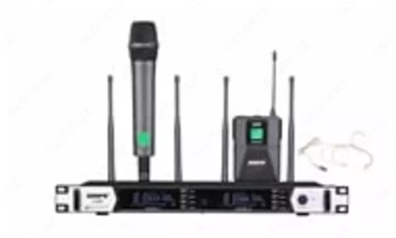 Профессиональный головной и петличный микрофон дистанционный модель; SHURES-8600 (в комплекте 3шт микрофона)