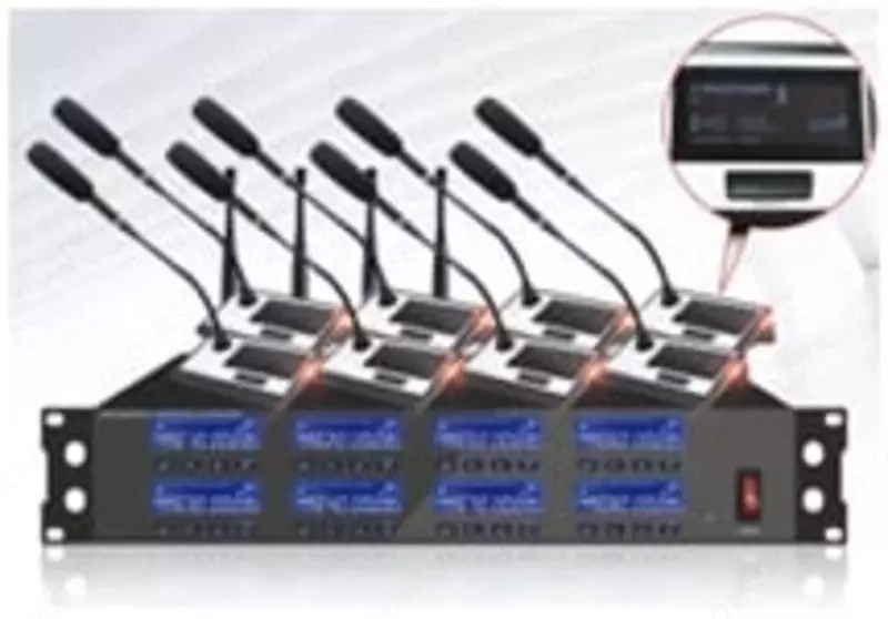 Masofaviy konferentsiya mikrofoni (8 ta mikrofonni o'z ichiga oladi) mikrofon modeli; SHURE S-818