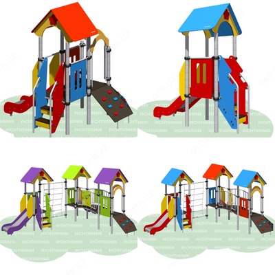 Детские игровые комплексы площадки ROMANA Горки Качели Карусели