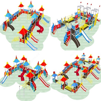 Детские игровые комплексы площадки ROMANA Горки Качели Карусели