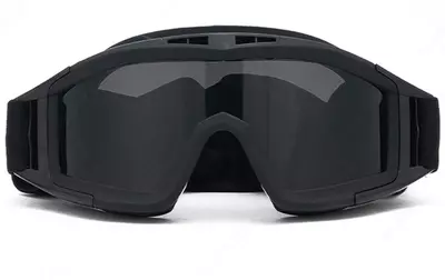 O'zgaruvchan linzali taktik chang o'tkazmaydigan ko'zoynaklar (qora)