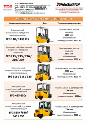 357 371 400 so'm / dona Электрические вилочные погрузчики Jungheinrich