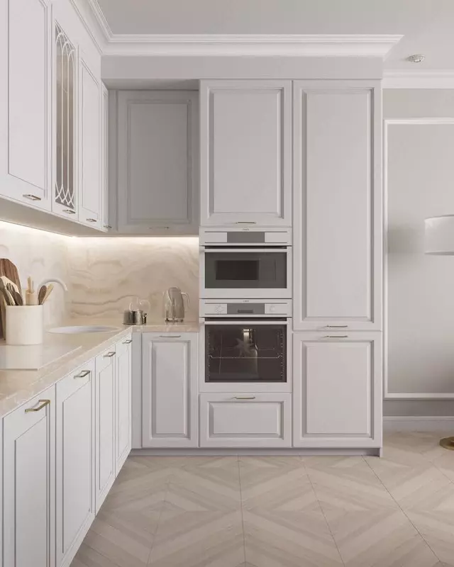 Burchakdagi oshxona to'plami. Model № 11 (oq)