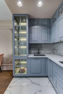 Угловой кухонный гарнитур. Модель № 19 (Голубой/Матовый) - от 3 550 000 сум / комплект