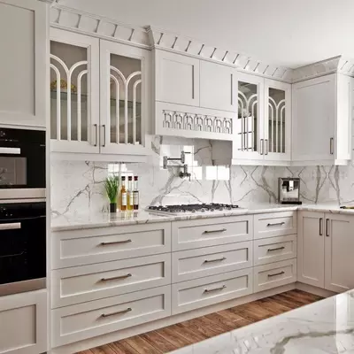 Угловой кухонный гарнитур. Модель № 53 (Белый/Декор)