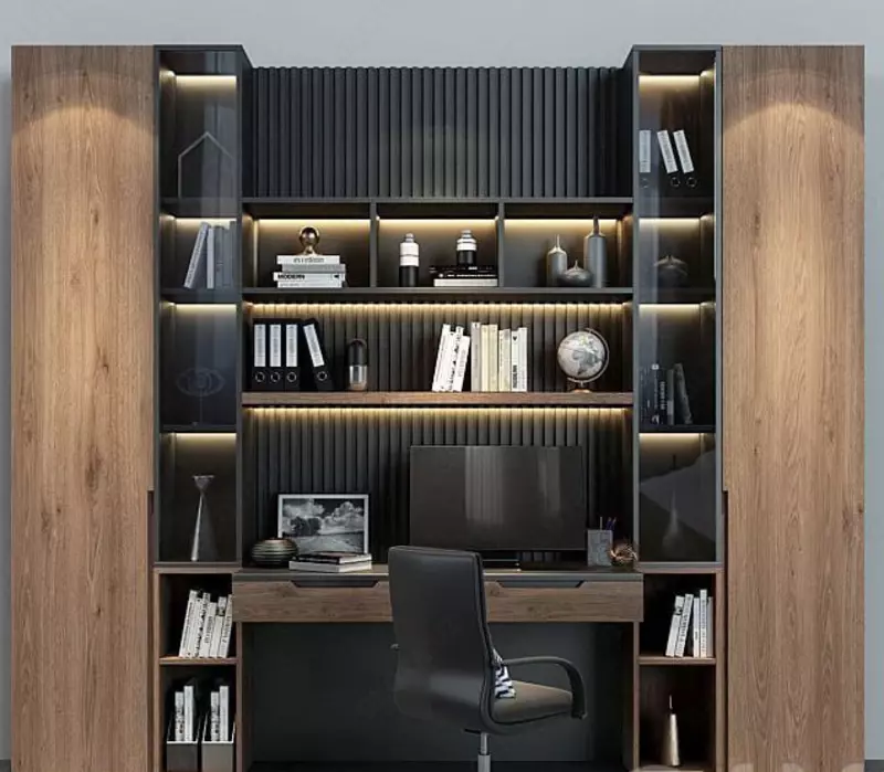 Корпусная офисная мебель. Модель № 1 (Черный/Дерево)