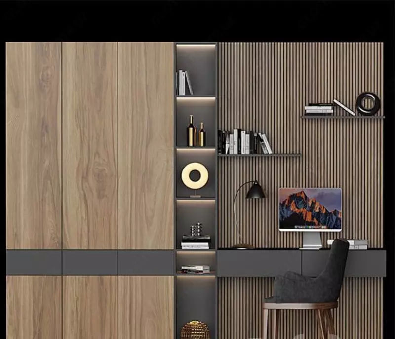 Корпусная офисная мебель. Модель № 4 (Черный/Дерево)