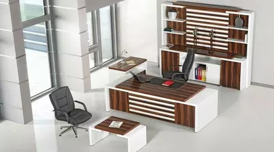 Корпусная офисная мебель. Модель № 6 (Белый/Дерево) - от 3 450 000 сум / комплект