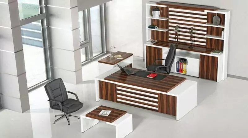 Kabinet ofis mebellari. Model № 6 (oq/yog‘och) - 3 450 000 so'mdan