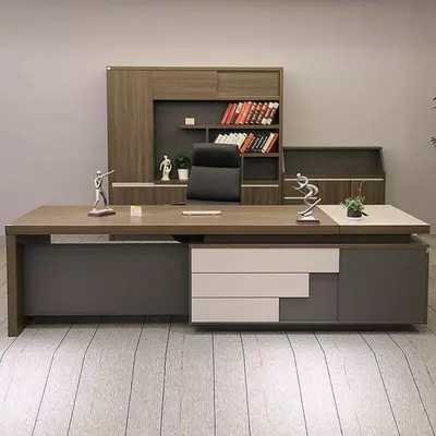 Корпусная офисная мебель. Модель № 26 (Лесной орех/черный/белый)