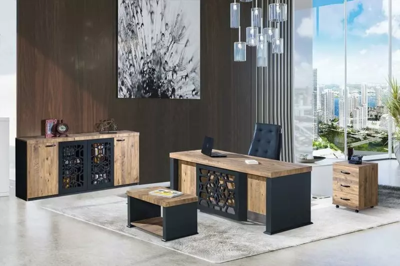 Корпусная декорированная офисная мебель. Модель № 42 (Сосна/черный) - от 3 450 000 сум