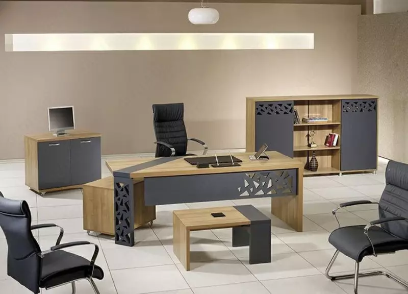 Корпусная декорированная офисная мебель. Модель № 43 (Сосна/черный)