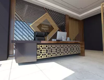 Корпусная декорированная офисная мебель. Модель № 48 (Дерево/серый)