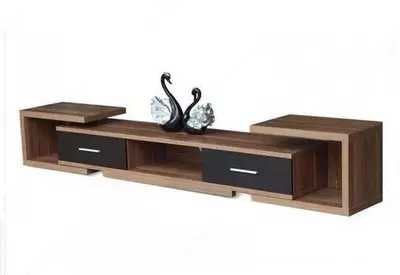 To'rtburchak televizor stend. Model № 2 (yogʻoch/qora)