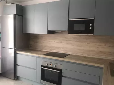 Кухонный гарнитур (прямой) Модель № 008 (Белый/дерево) - 2 770 000 сум / пог. м