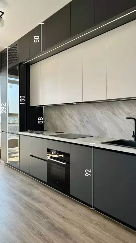 Кухонный гарнитур (прямой) Модель № 013 (Графит/белый)