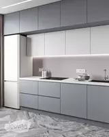 Кухонный гарнитур (прямой) Модель № 014 (Светло-серый/белый)