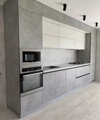 Кухонный гарнитур (прямой) Модель № 017 (Бетон/белый)