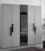 Dizayner 4 eshikli shkaf (oynali) Model № 002 (Oq/qora)