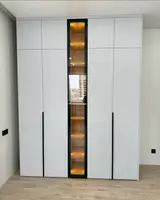 Многофункциональный 4-х створчатый шкаф (8 полок) Модель № 008 (Белый/черный)