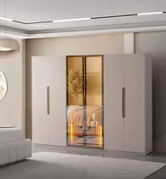 Dizayner 6 eshikli shkaf (shisha) Model № 013 (Karamel/oltin)