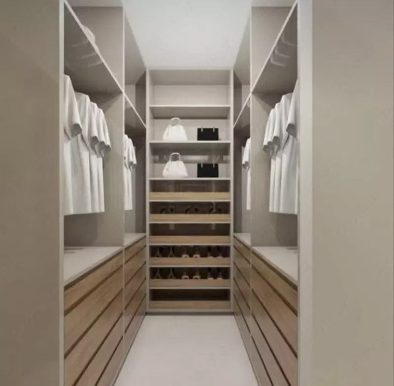 Ko'p funksiyali shkaf (o'rnatilgan) Model № 006 (Oq/yog'och)