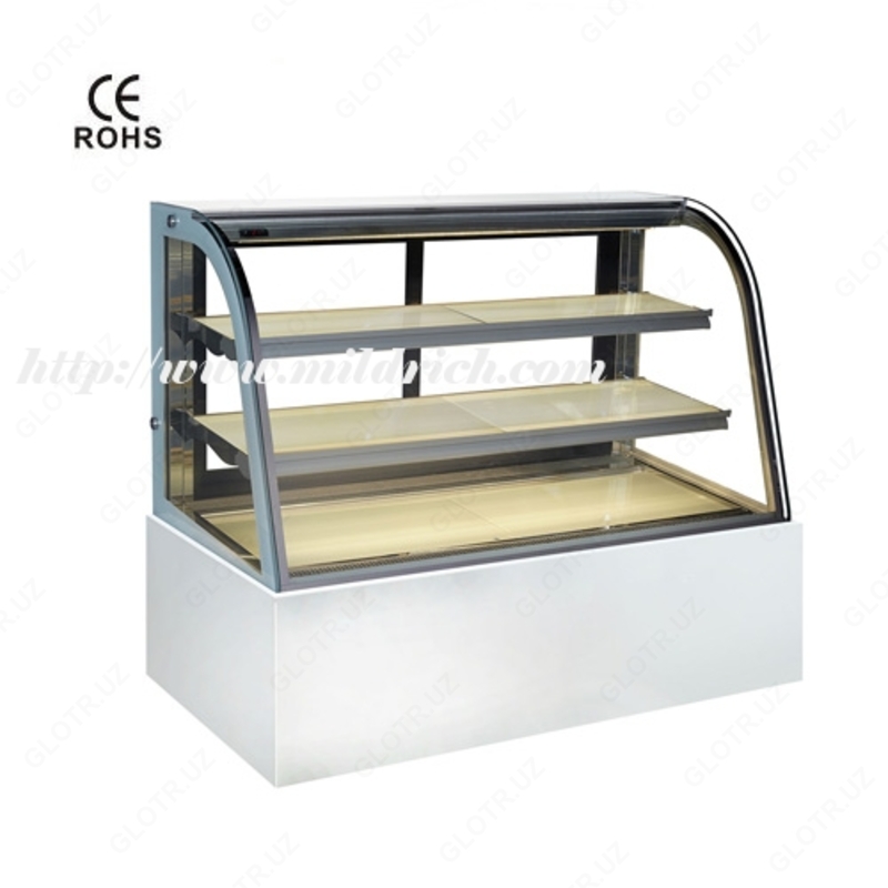 Мраморная изогнутая стеклянная витрина с тремя полками MY-120M2