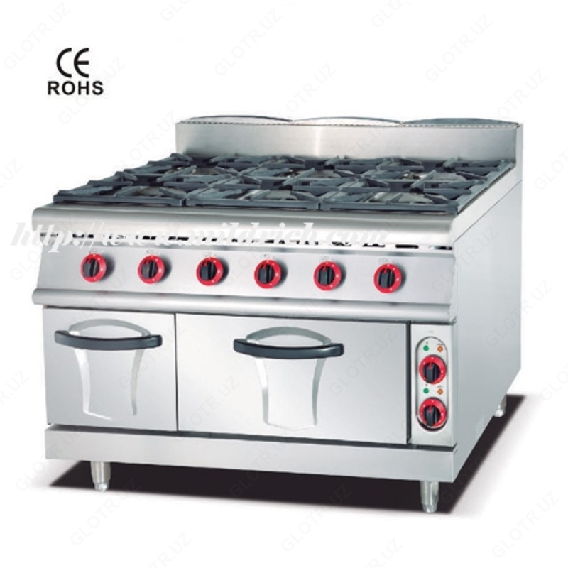 Газовая плита с 6 конфорками  жарочным шкафом и газовой духовкой MA-996G-A