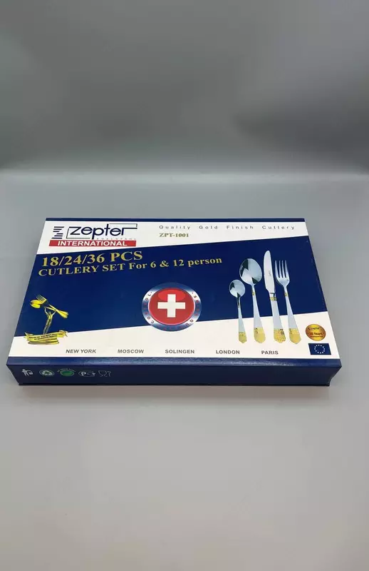  Zepter International ST-1 premium oshxona anjomlari toplami (oltin qoplamali)  18/24/36 dona  zanglamaydigan polat  sovga qutisi. (Assortiment) - 